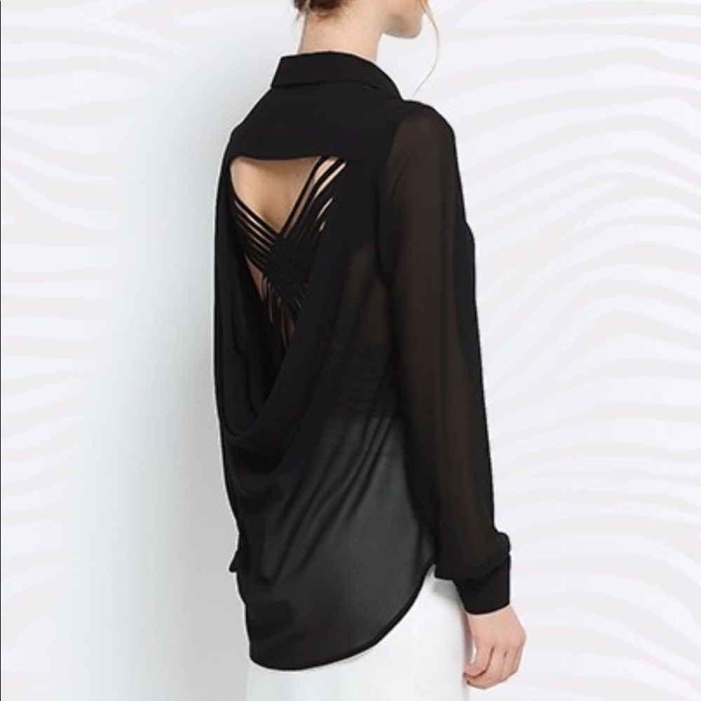 NAKED ZEBRA worn  Creative Design Backless Blouse